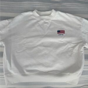 White Parke Sweatshirt with American Flag Patch